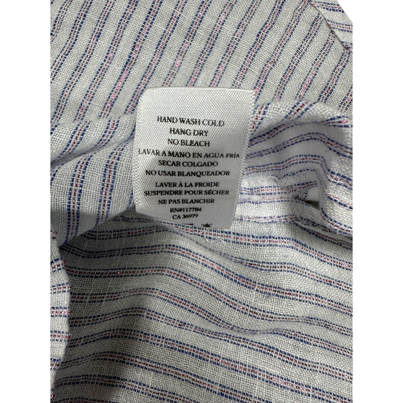 Rails Sydney Sparkler Stripe Size Large Linen Blend Button Down Top Lightweight - Picture 7 of 8